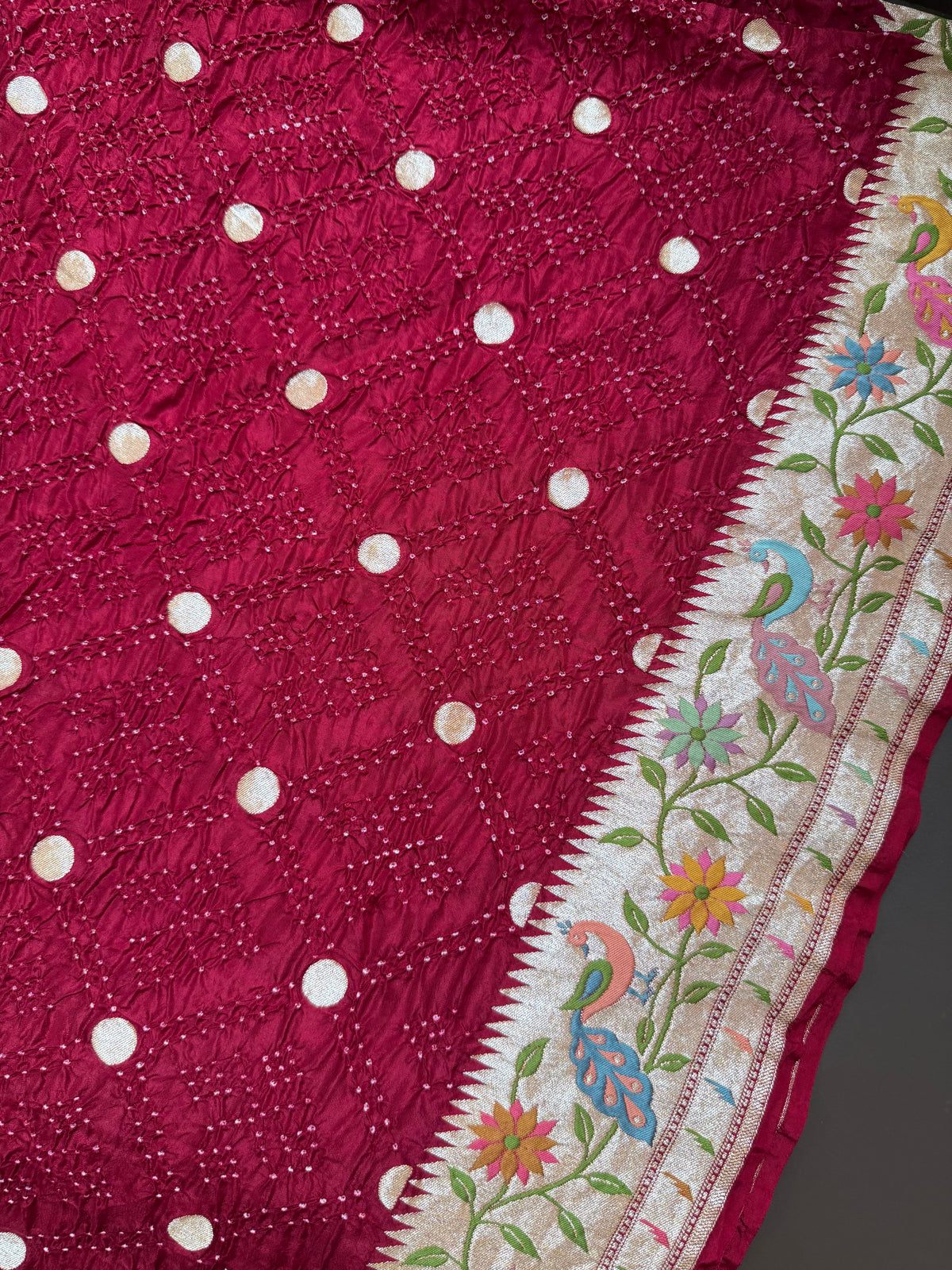 Pure Katan Silk Bandhej Dupatta