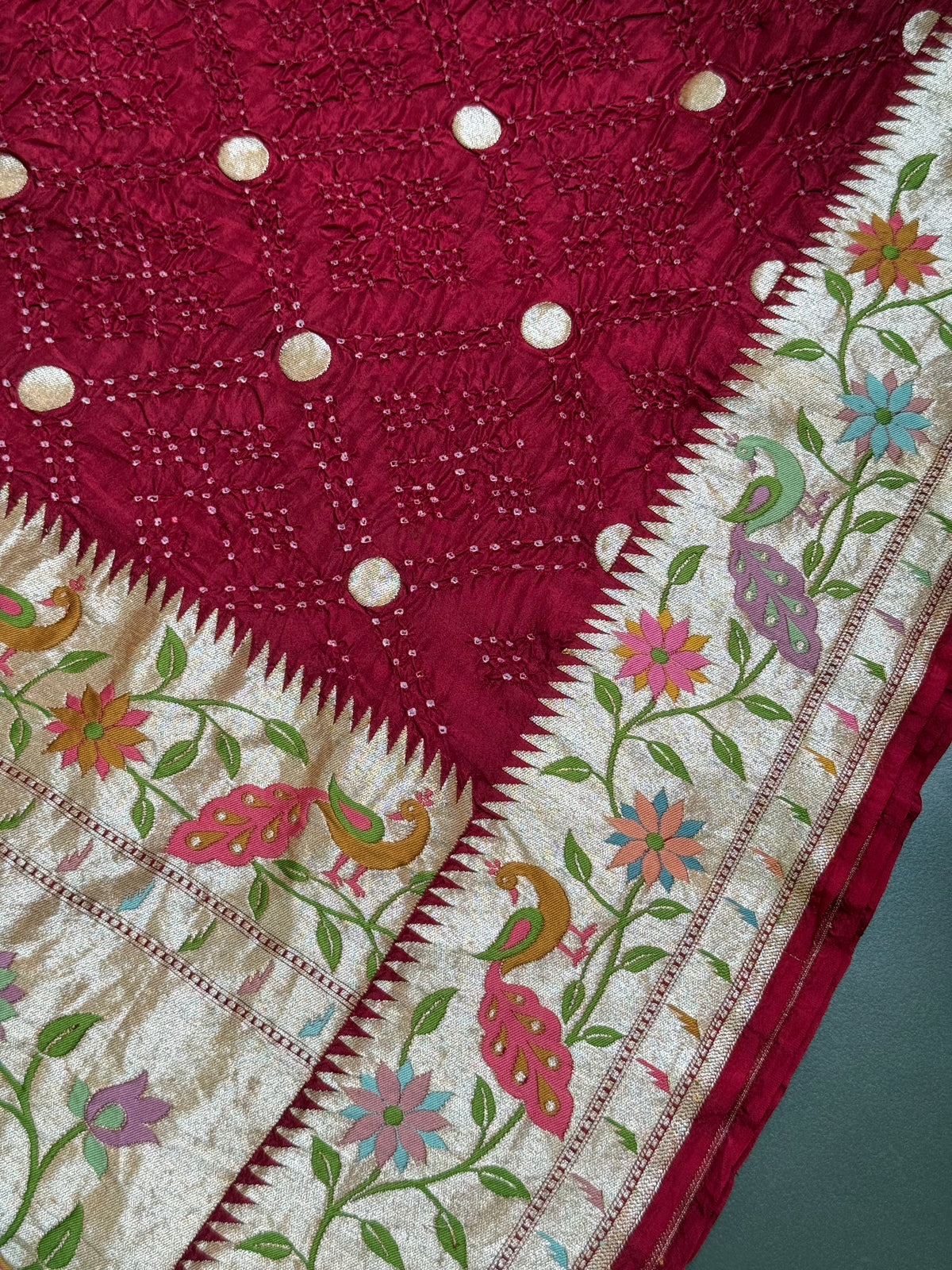 Pure Katan Silk Bandhej Dupatta