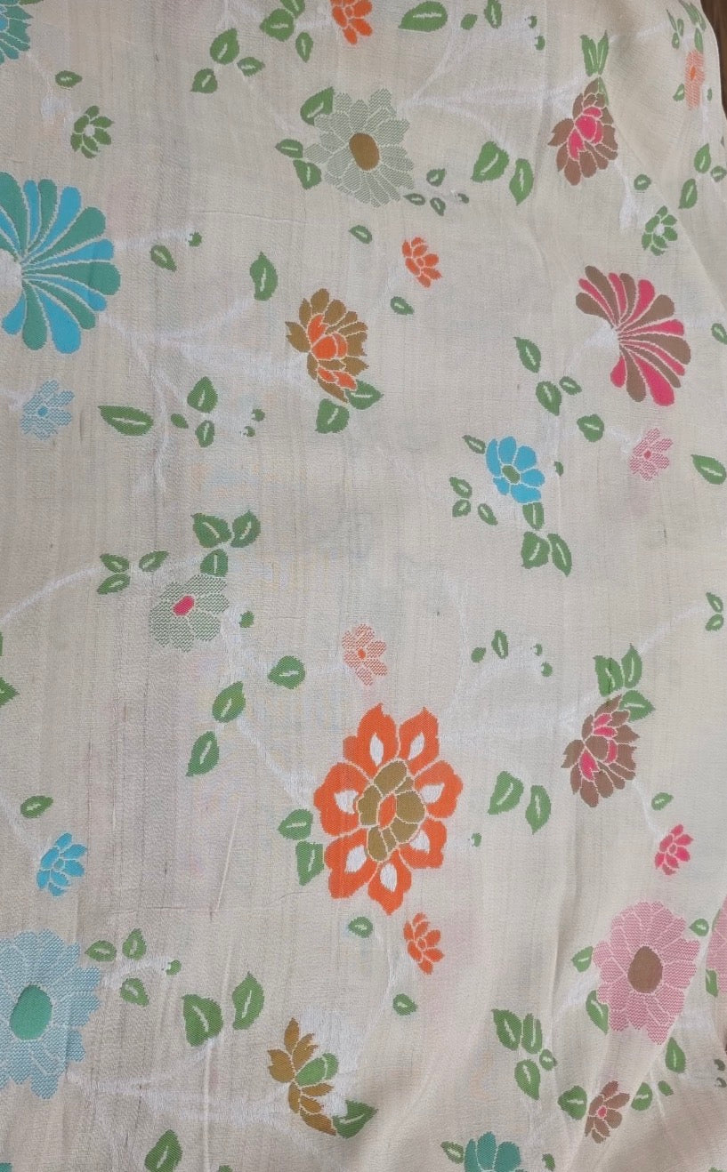 Pure Munga Tassar  Silk Meenakari Fabric