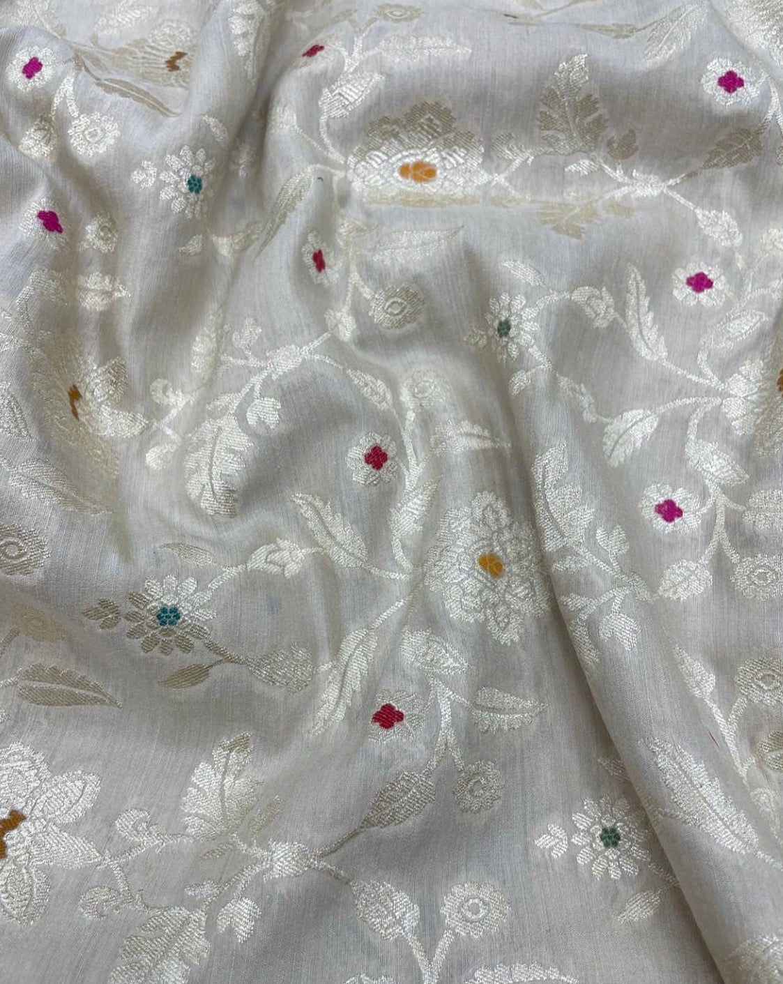 Pure Munga Silk Meenakari Fabric