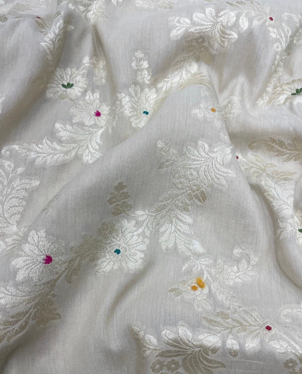 Pure Munga Silk Meenakari Fabric