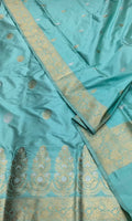 Pure Katan Silk Aqua Blue Suit Set