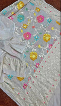 Pure Munga Meenakari Banarasi Suit Set with Silver Zari