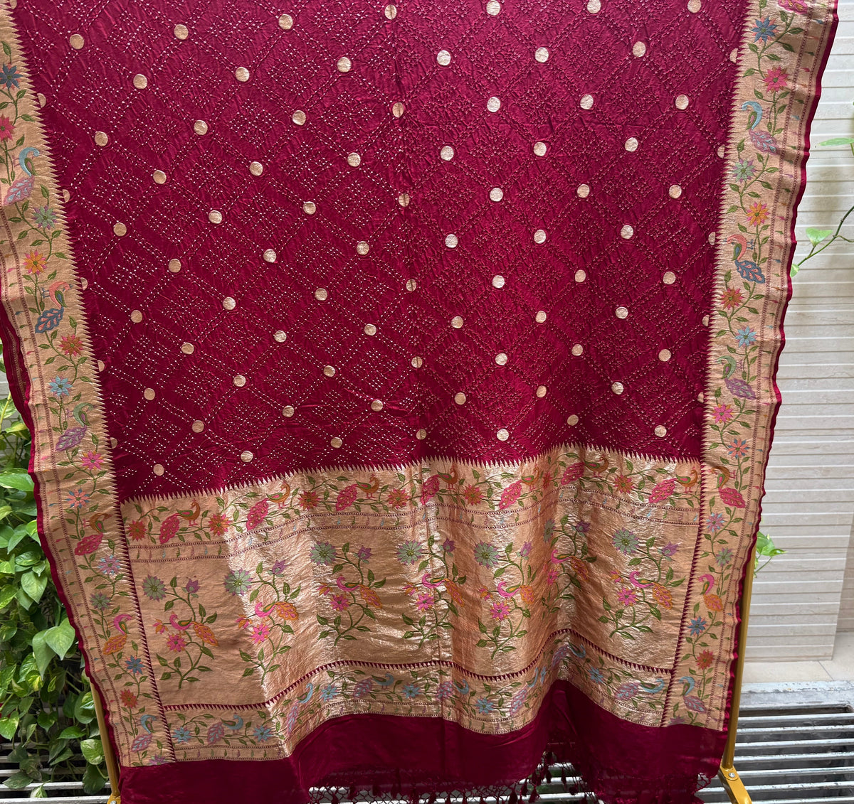 Pure Katan Silk Bandhej Dupatta