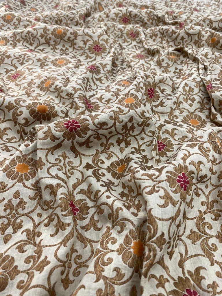 Pure Munga Silk Antique Zari Fabric